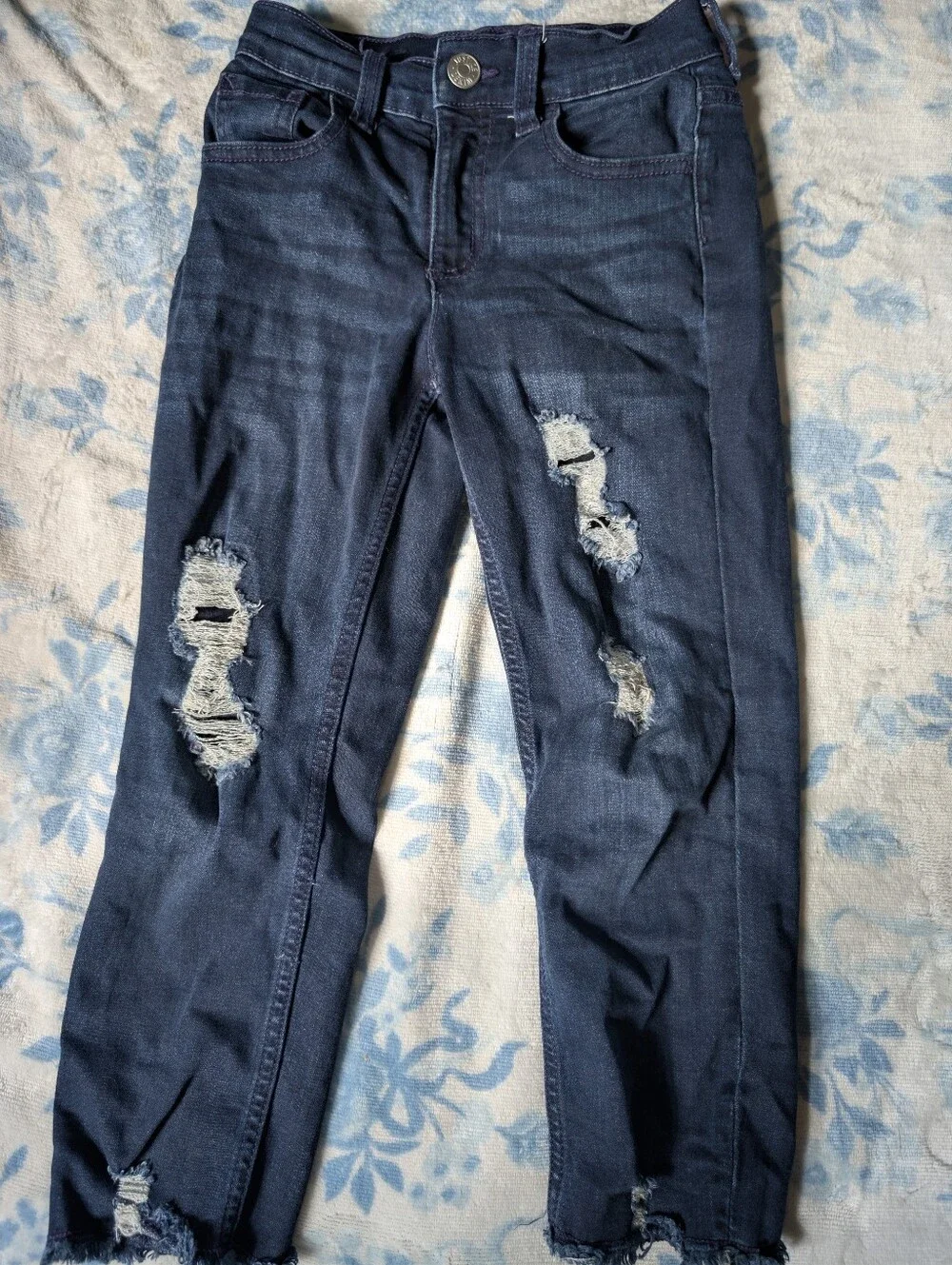 Justice Dark Blue Ripped Skinny Jeans